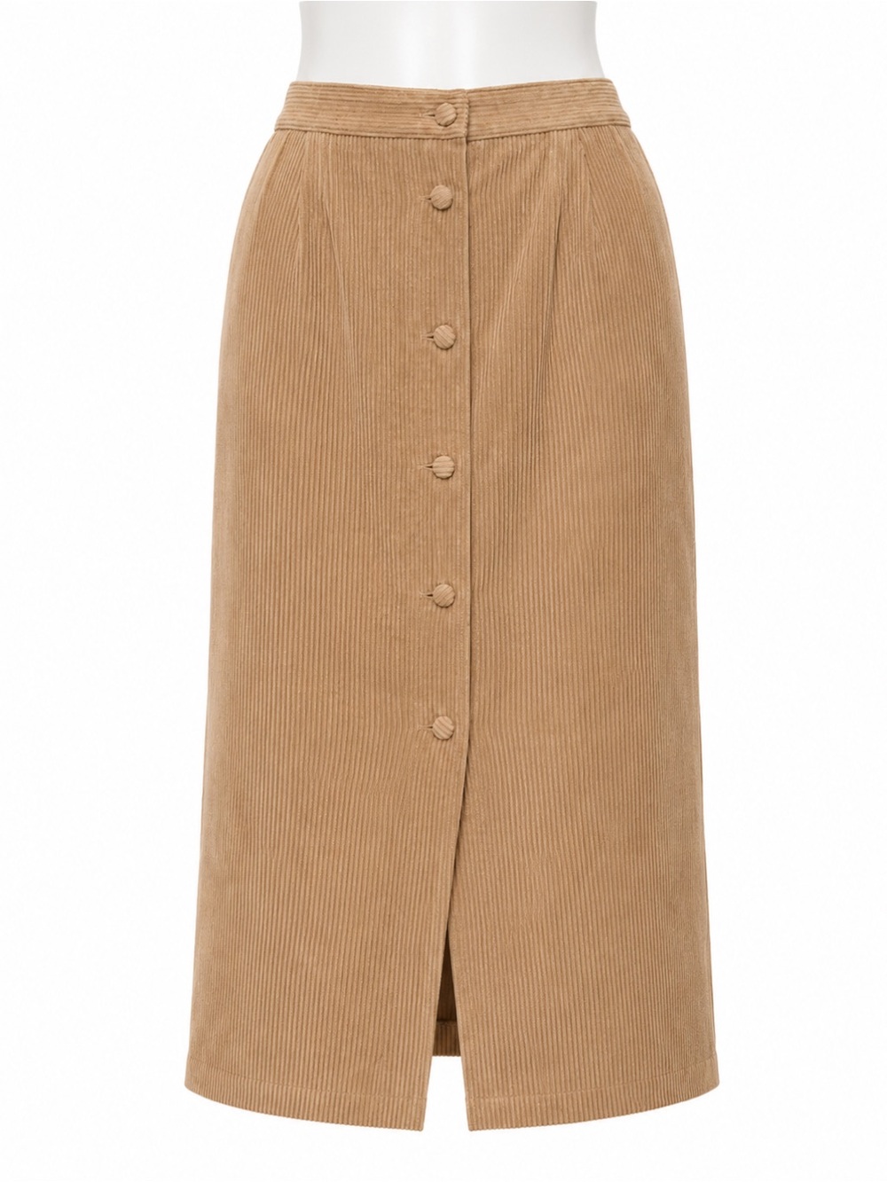 Size M Vintage Women’s Tan Corduroy Button Front Midi Skirt